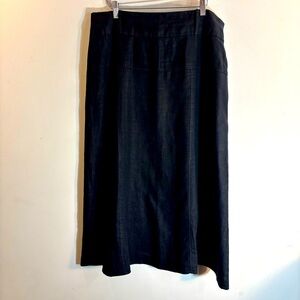 FOR CYNTHIA Sz L 100% Linen Unlined A-Line Belt Loops Midi Skirt Zipper Closure